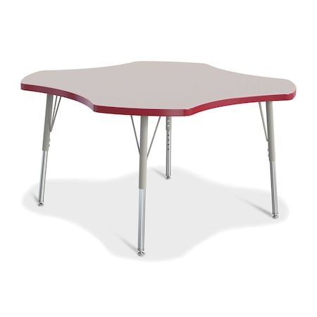 Jonti-Craft Berries Four Leaf Activity Table, E-height, Freckled Gray/Red/Gray 6453JCE008